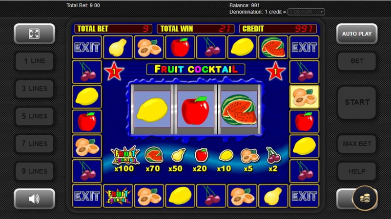 Секрети онлайн автомата Fruit Cocktail